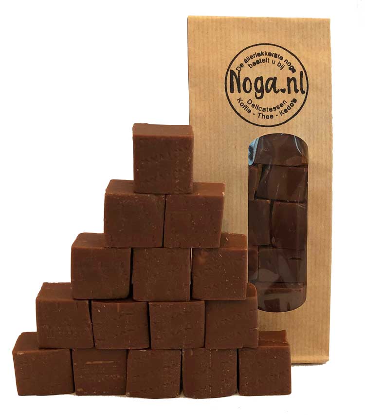 Deze Fudge Chocolade is heerlijk van en bestel je bij Noga.nl.