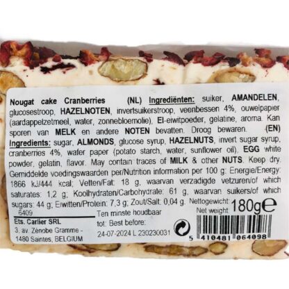 Noga.nl Carlier Noga Plak Cranberries Ingredienten